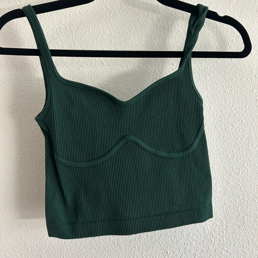 Amazon Dark Green Ribbed Cropped Tank Top